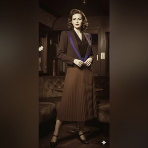 ST. JOHN Vintage 40s Style Brown Knit Jacket W/ Purple Trim Blazer 4‎